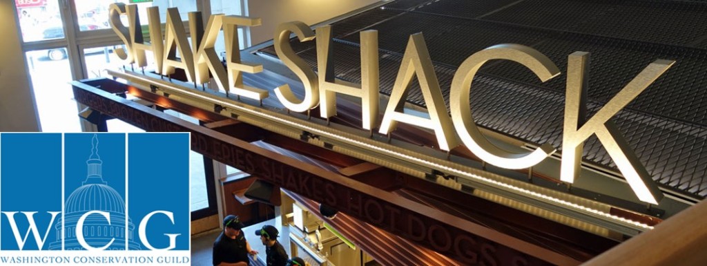 Shake Shack sign with a WCG logo in the lower left corner.