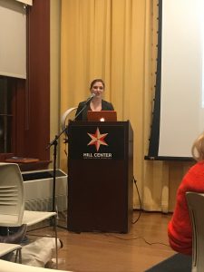 Speaker at lectern