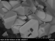 Black and white image of crystals with rounded edges