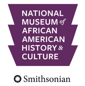 Purple logo with white text reading National Museum of African American History & Culture, Smithsonian