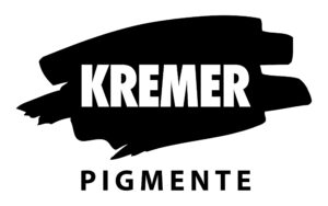 Kremer Pigmente logo with name overlaying abstract brush stroke.