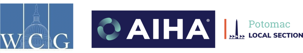 WCG, AIHA, and Potomac Local Section logos