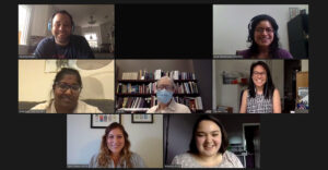 Virtual meeting room with 7 people on the call.