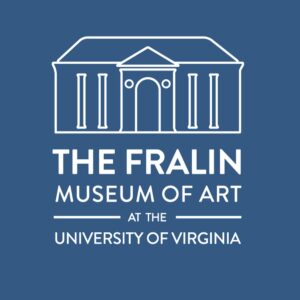 The Fralin Museum of Art at the University of Virginia logo with white text on a dark gray-blue background and a white line-drawing of a neoclassical building.