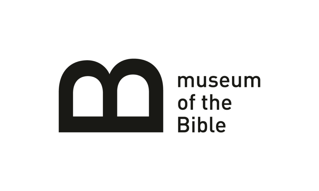 Museum of the Bible logo consists of a letter "B" on its side and the words "museum of the Bible" to the right.