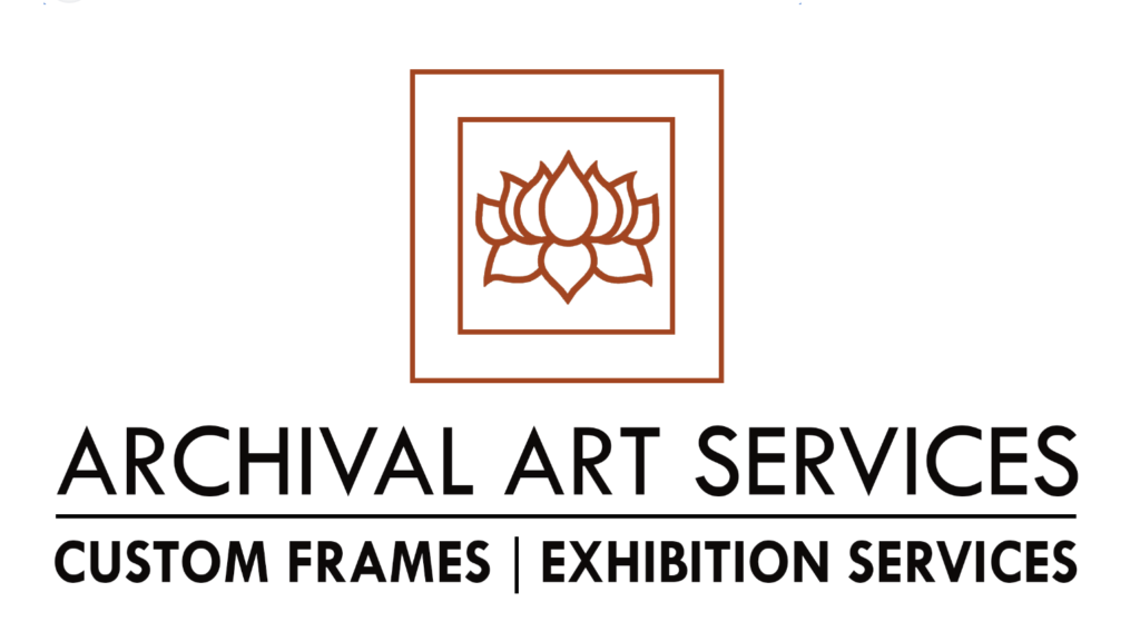 'Archival Art Services' logo consists of a line drawing of a lotus within a square figure and black text below.