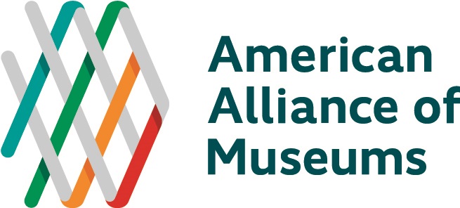 A logo with interlaced, colored lines and the text "American Alliance of Museums"