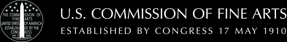 The Commission of Fine Arts seal depicts the Washington Monument within a circle framed with stars and the words "The Commission of Fine Arts / United State of America / Established by the Congress / May 17, 1910.