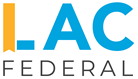 Logo with the words LAC in yellow and blue and FEDERAL in black