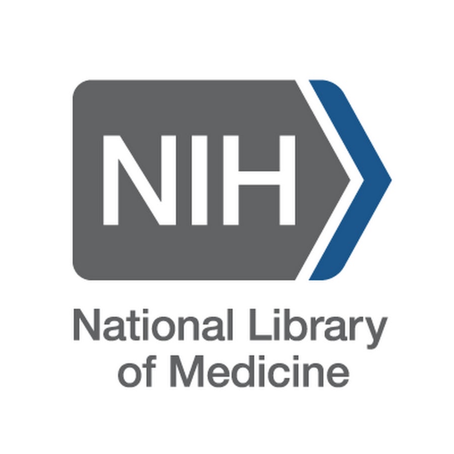 National Library of Medicine logo. Initials NIH enclosed in a gray rectangle with an arrow pointing to the right