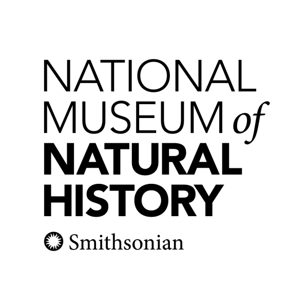 Black-and-white logo with text "National Museum of Natural History" and the Smithsonian sun below.