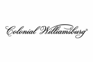 Colonial Williamsburg logo, black text in cursive script on white background.