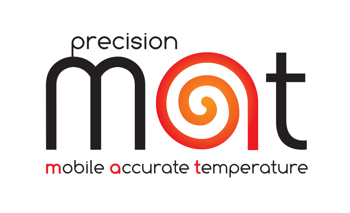 A text logo reading "precision mat: mobile accurate temperature"